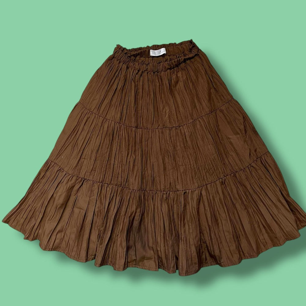 zara brown tiered skirt 9y