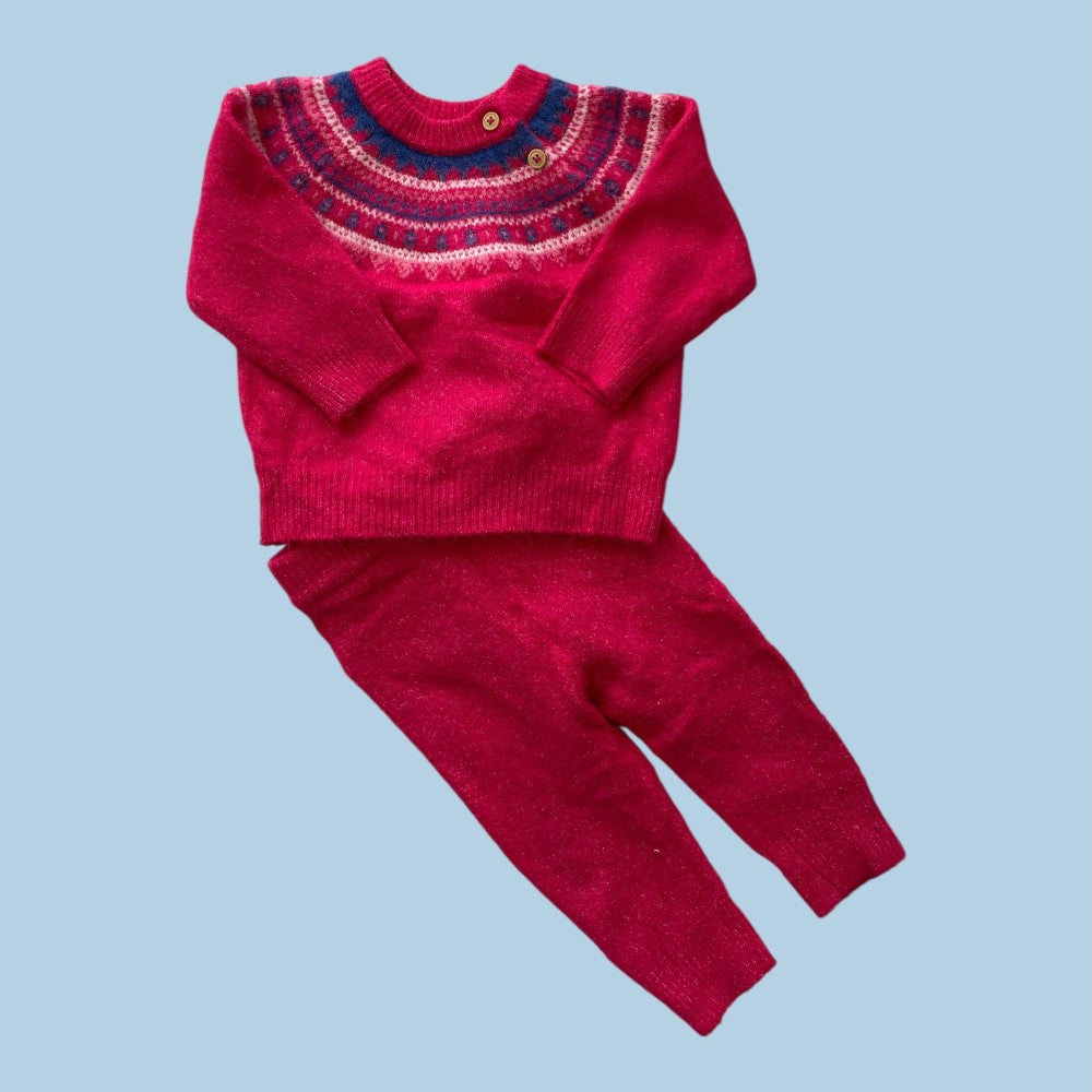 cat&amp;jack pink knit set 6-9m