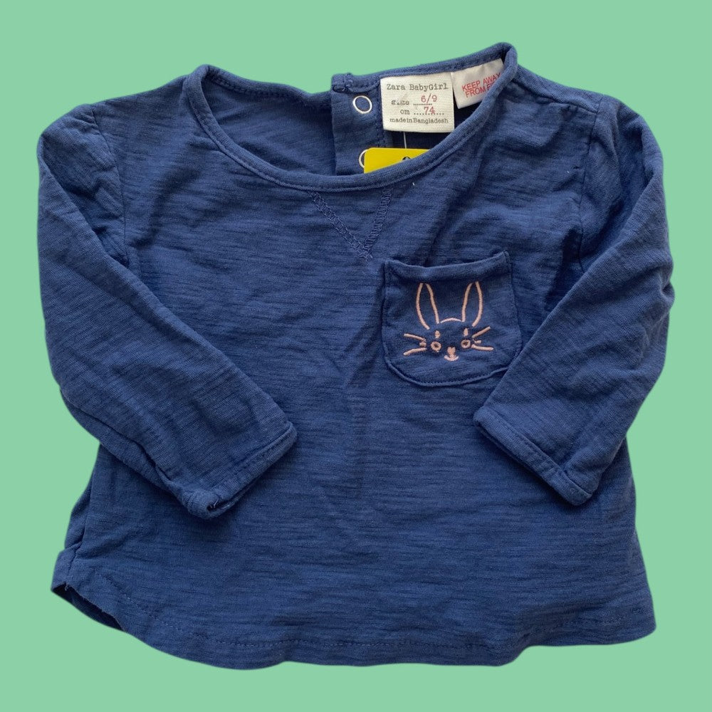 zara bunny long sleeve 6/9m