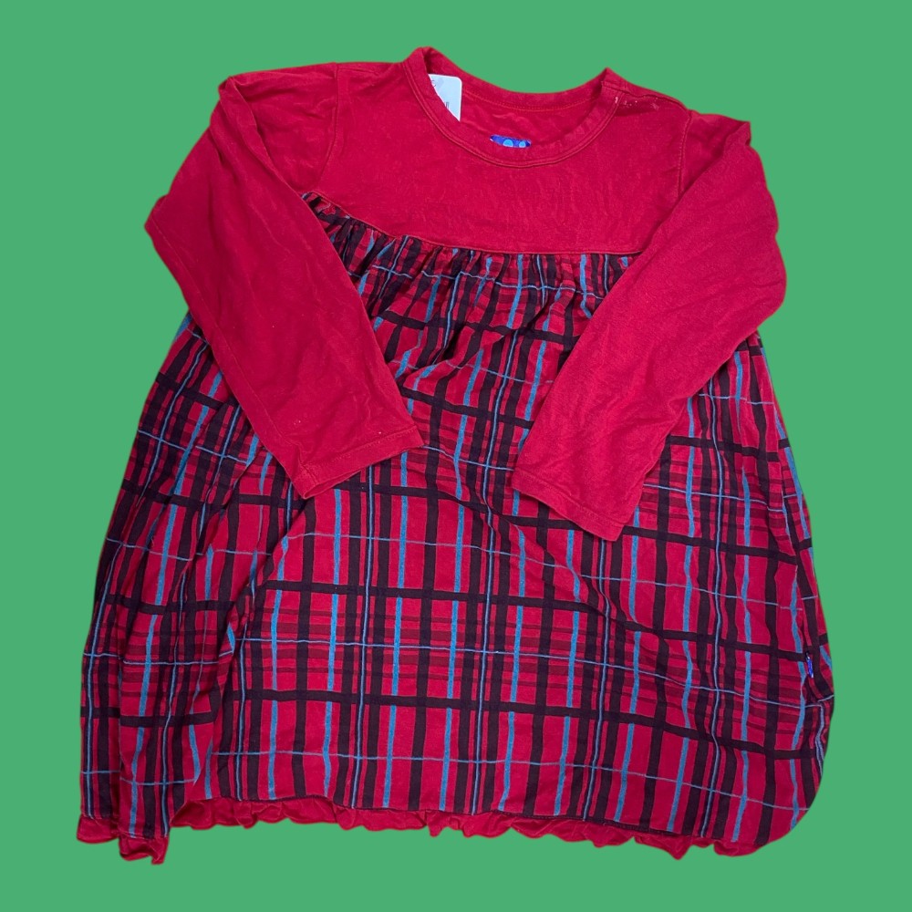 kickee pants red plaid dress 3y