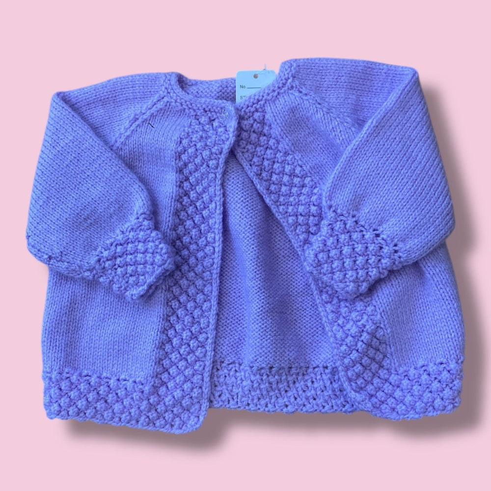 Handknit Purple Cardi 12m