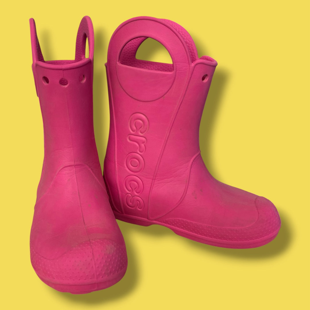 pink Crocs rainboots, 1.0