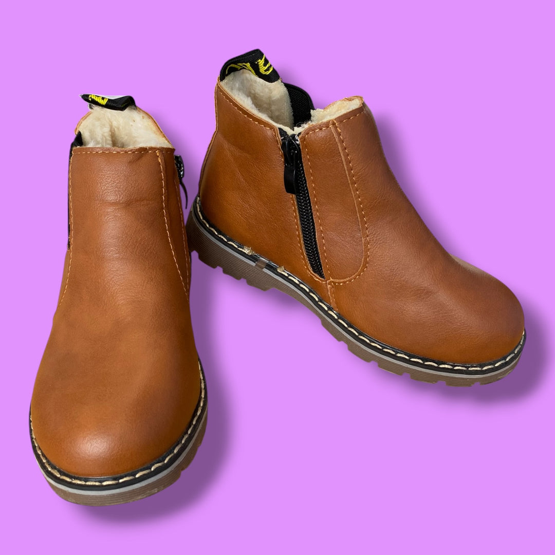 brown  fuzzy lined boots, 12.0