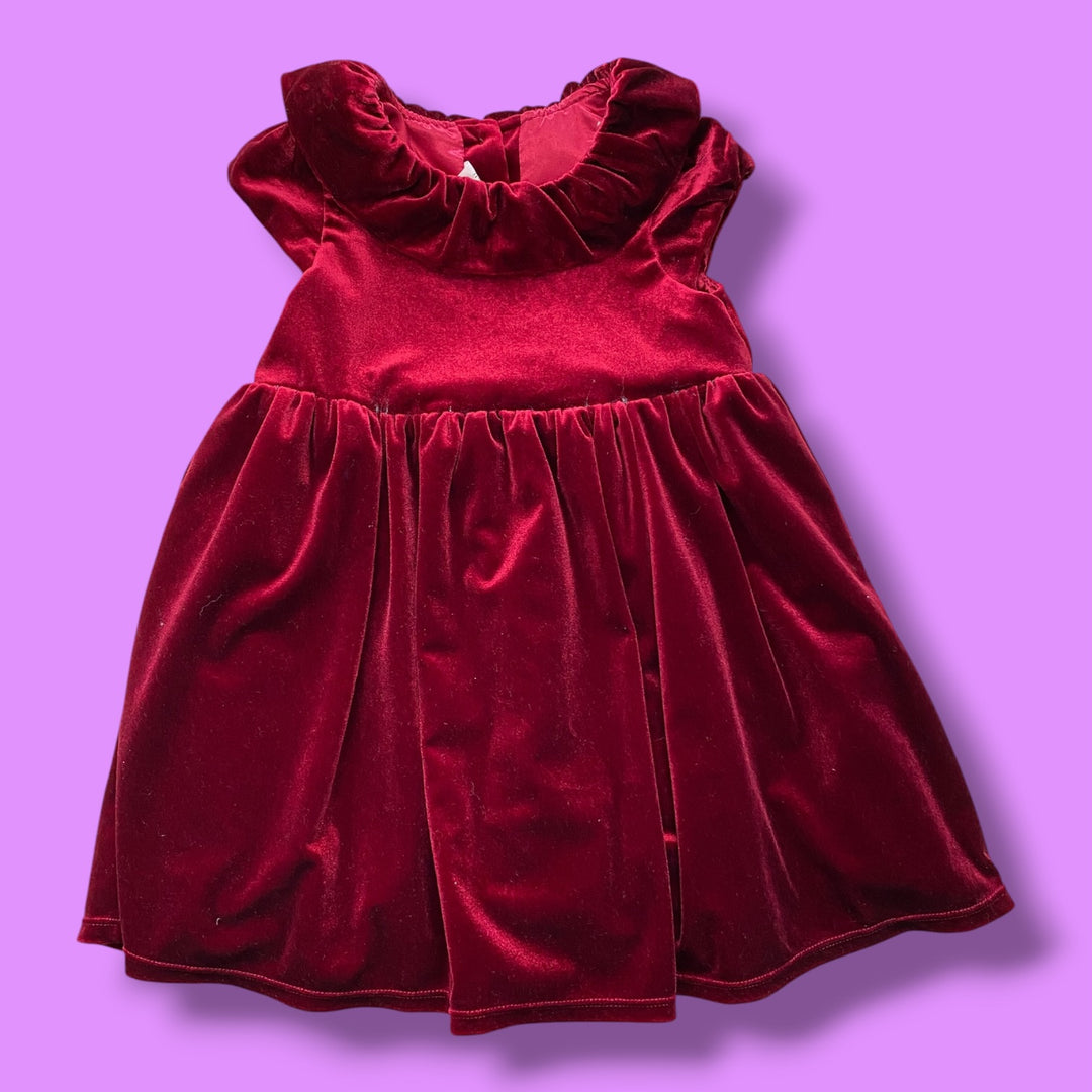 red H&amp;M velour dress, 2Y