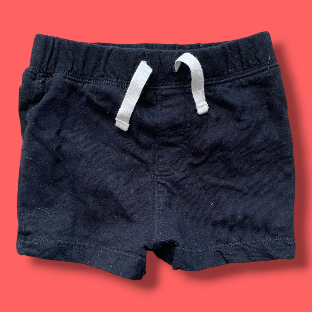 black Gerber shorts, 6-9m