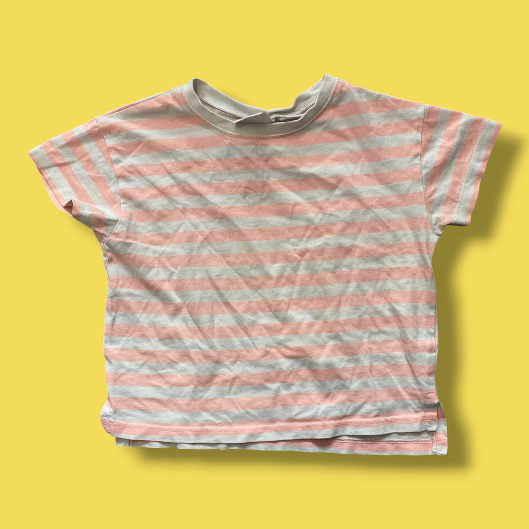peach Zara as is striped tee, 12-18m