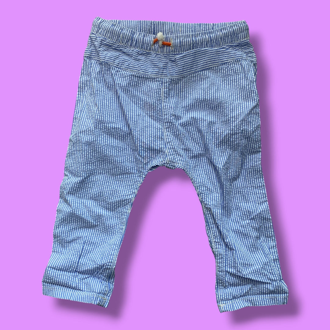 blue H&amp;M lightweight striped pants, 9-12m