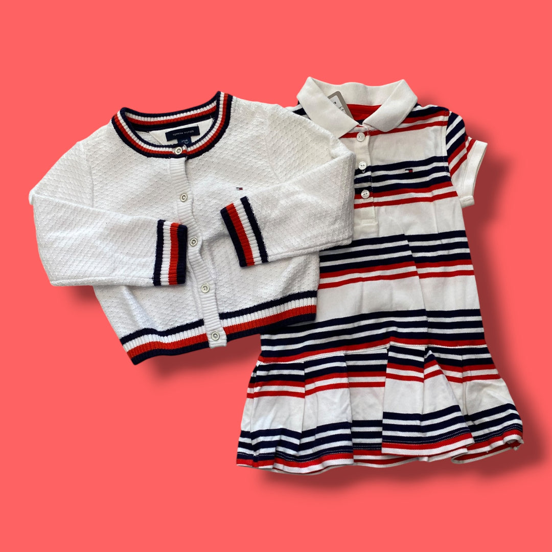 white Tommy Hilfiger dress &amp; cardi set, 2Y