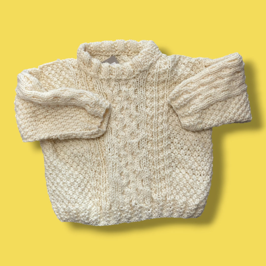 cream handmade chunky knit sweater, 2-3Y
