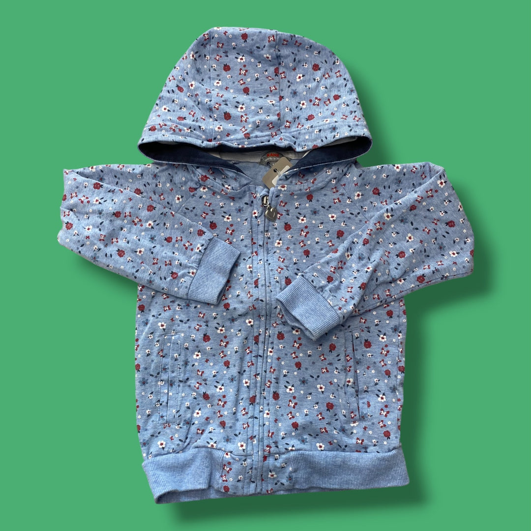 blue kanz floral zip up, 2Y