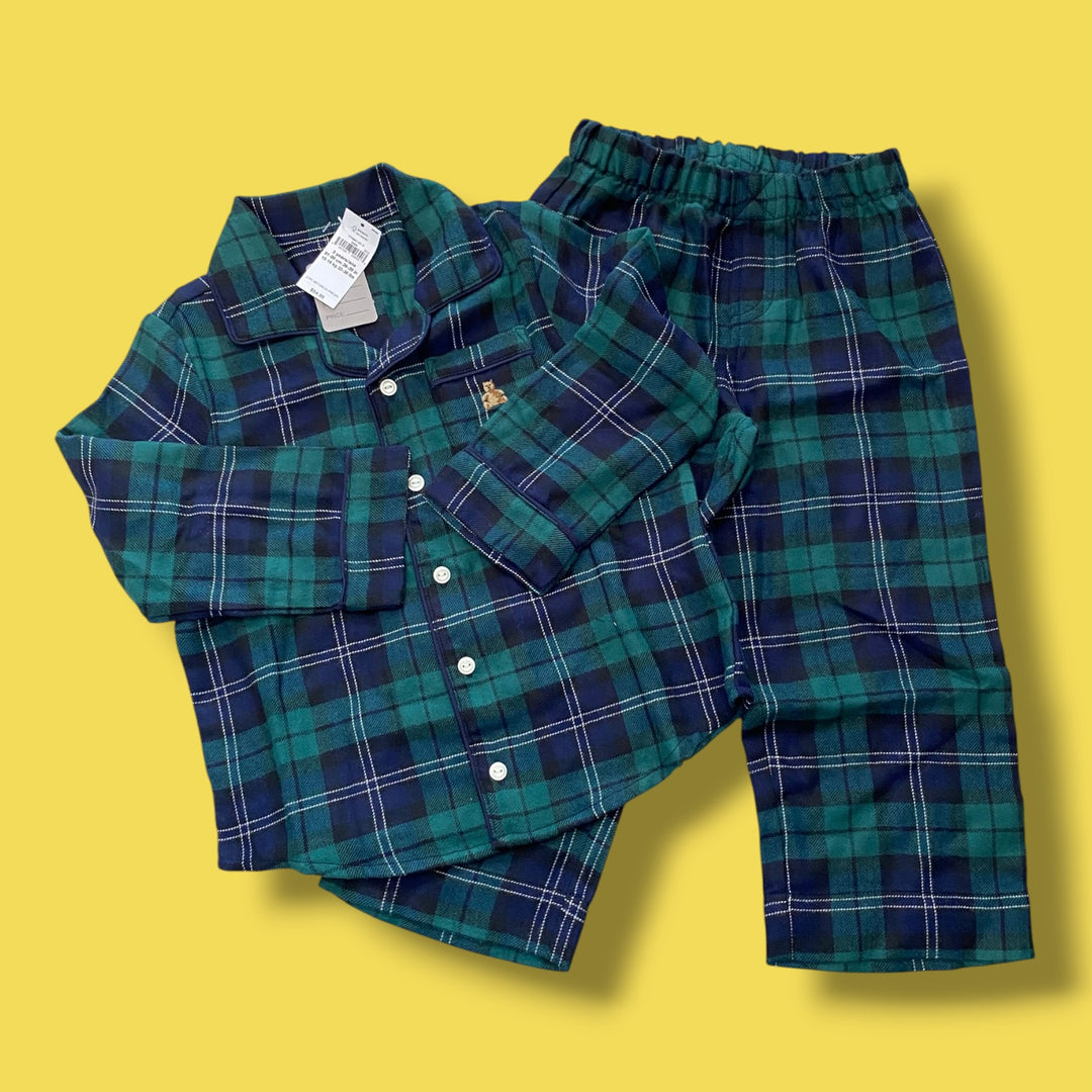 green/navy gap nwt plaid set, 3Y