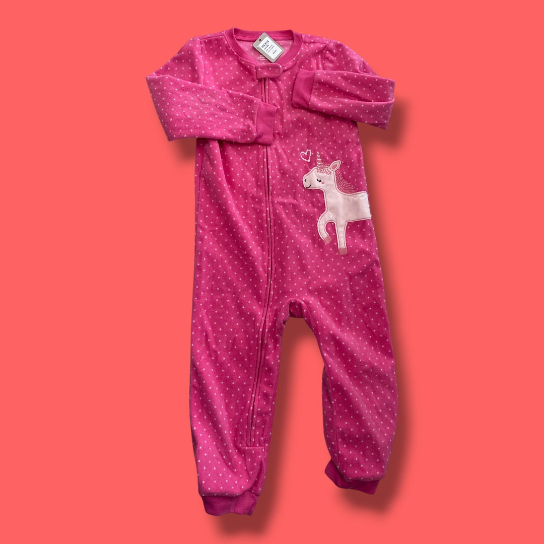 pink Carters unicorn fleece sleeper, 4Y
