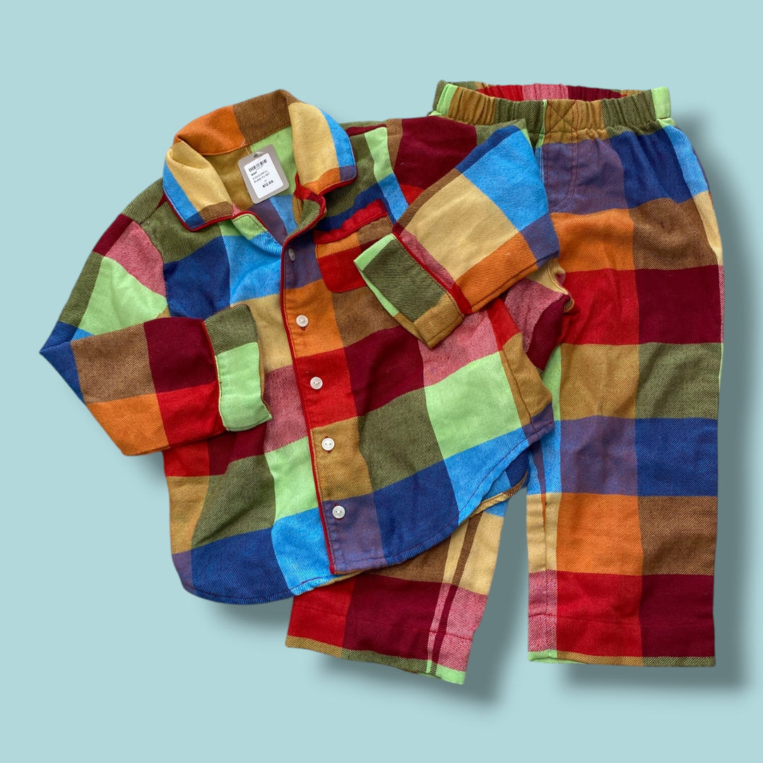 gap colourful plaid pj set, 3Y