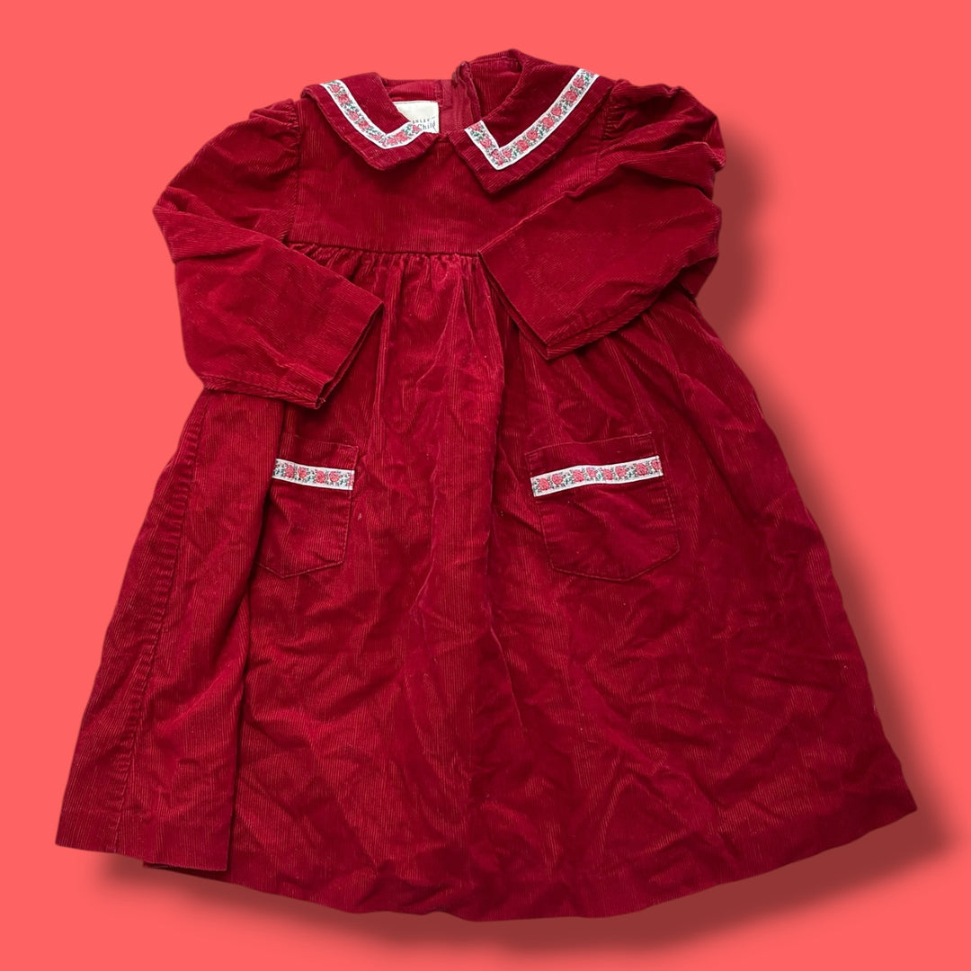 red laura  cord pocket dress, 3Y