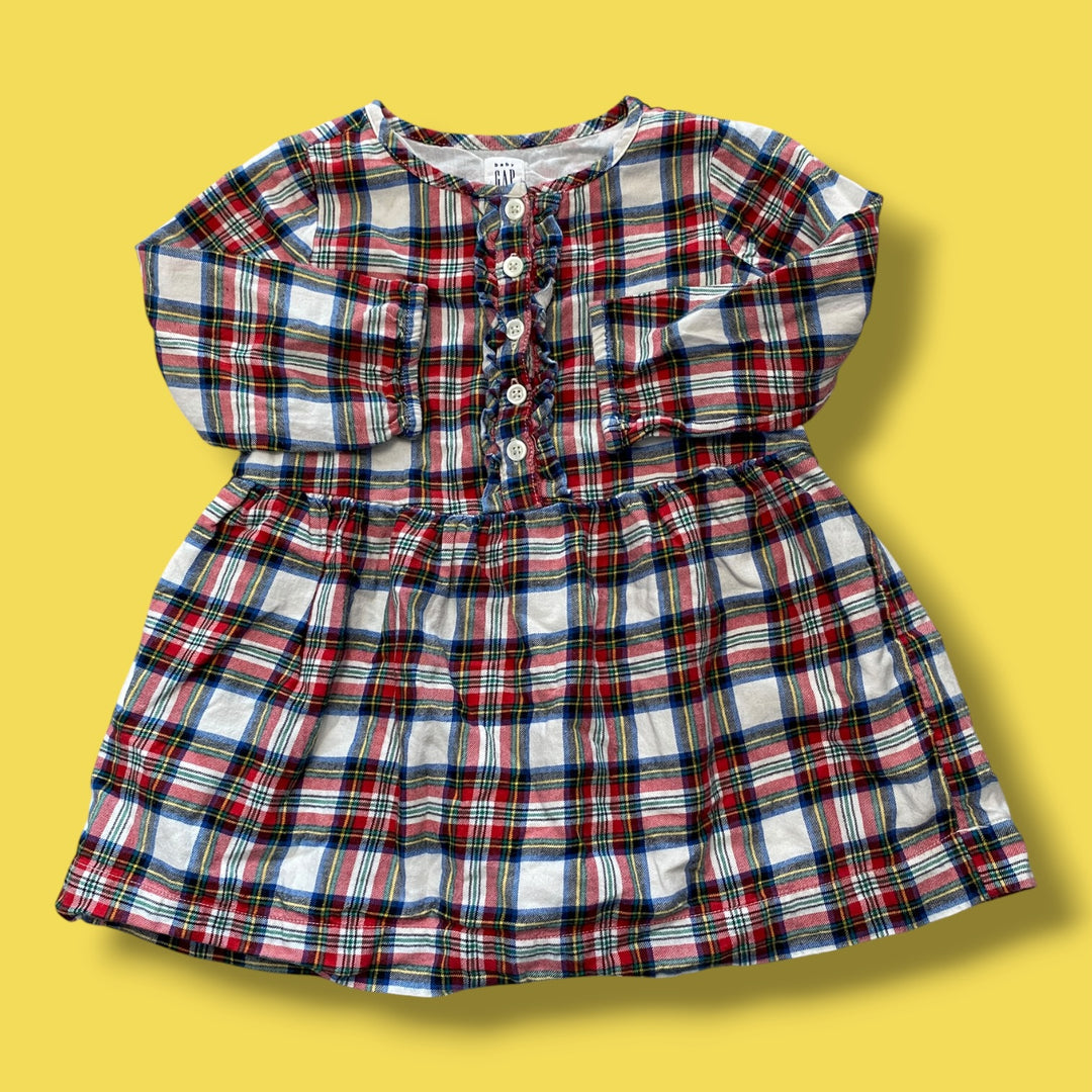 red gap holiday plaid dress, 2Y