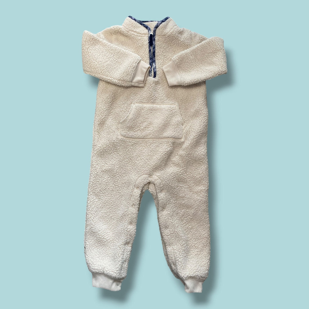 cream Carters fuzzy warmsuit, 24m