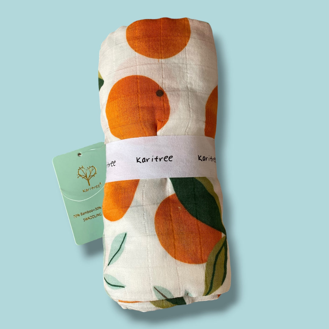 orange karitree nwt muslin oranges swaddle