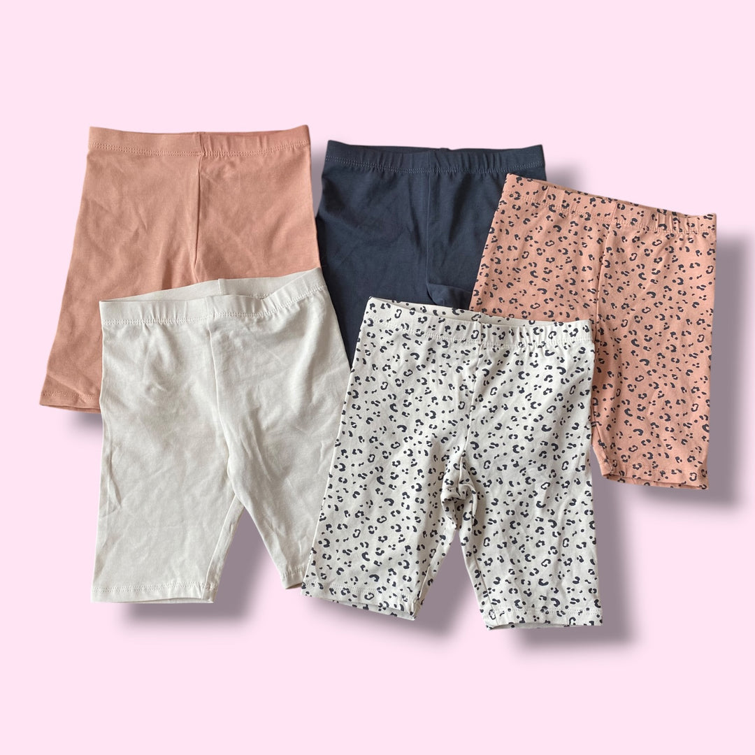 pink/grey H&amp;M set of 5 biker shorts, 4-5Y