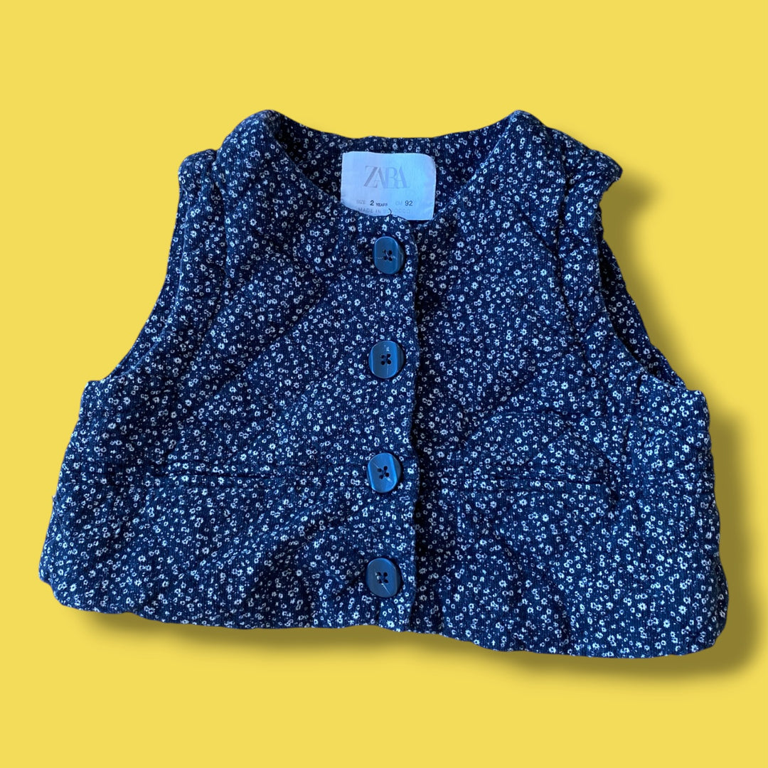Grey Zara floral vest, 2Y