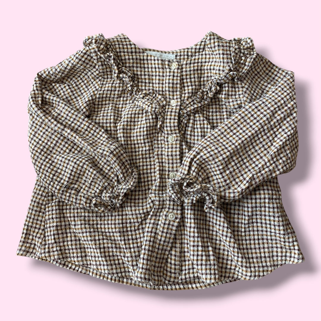 brown Zara plaid button up, 4Y