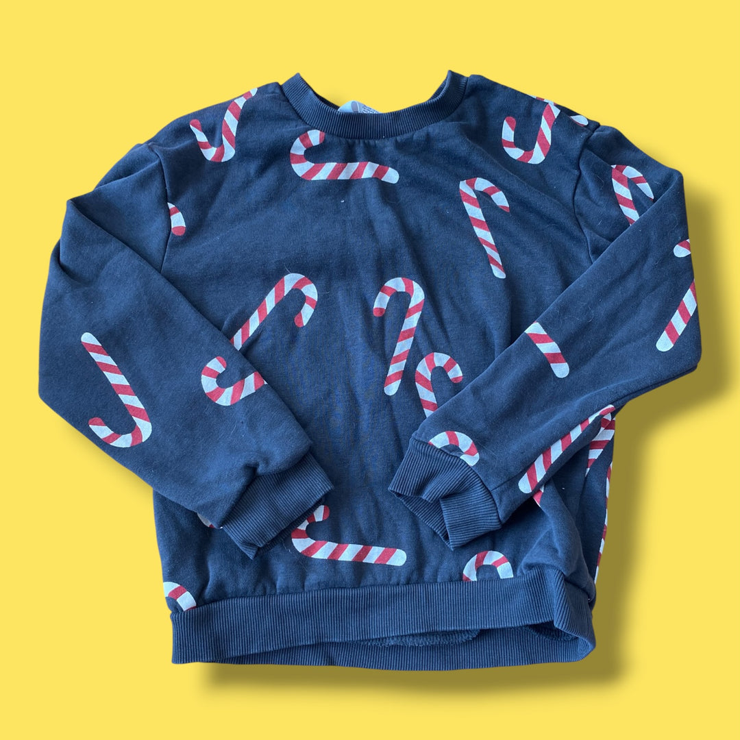 grey Zara candy cane crewneck, 6-8y