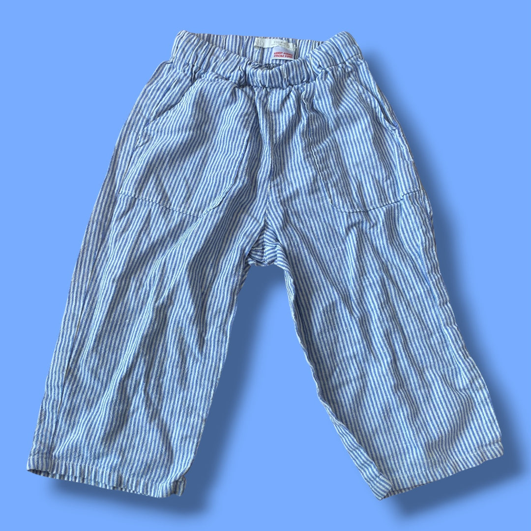 Blue Zara striped pants, 2Y