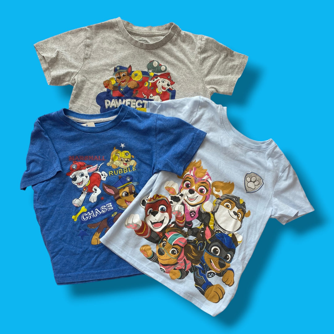 paw patrol set of 3 tees, 5y