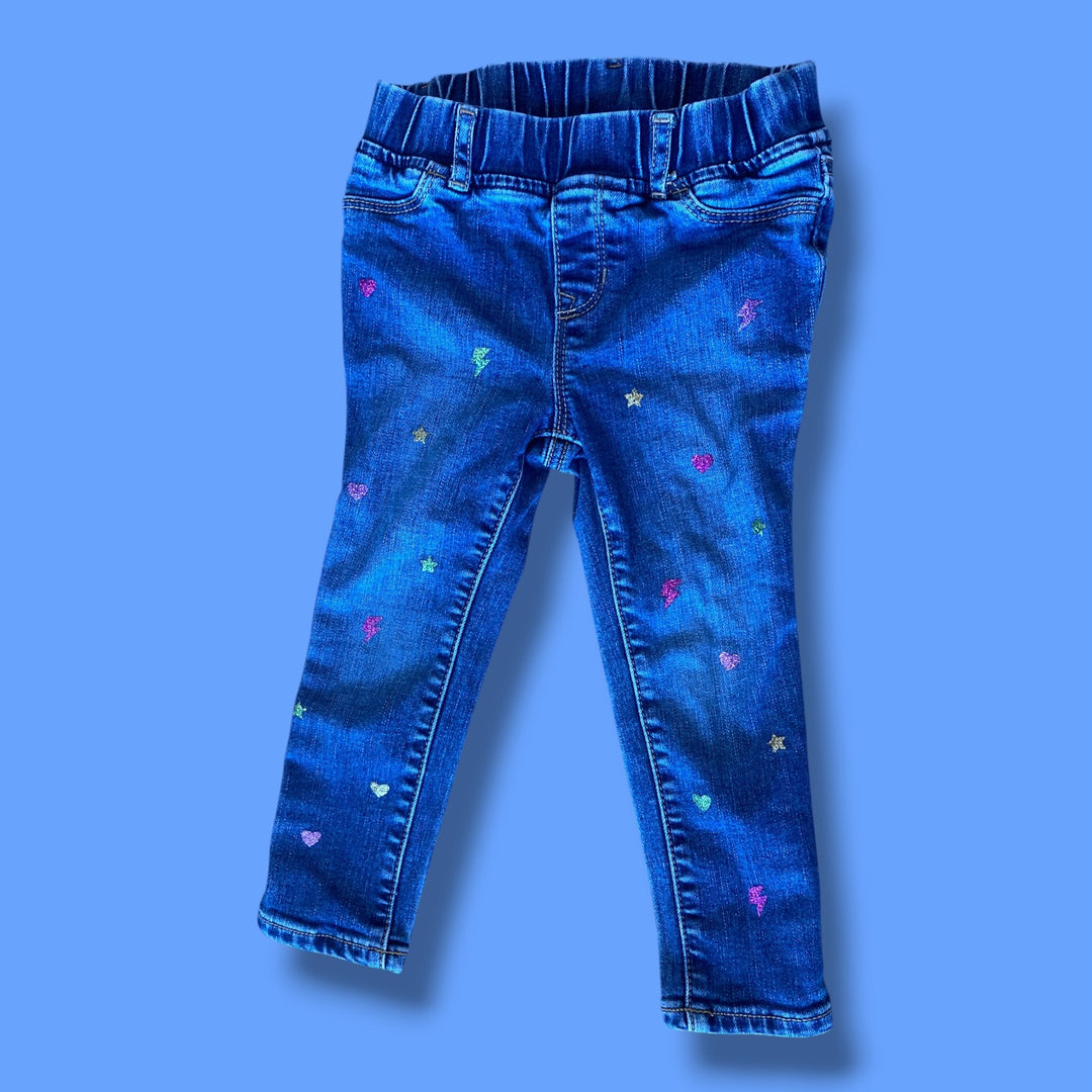 Blue Gap patterned denim pants, 3Y