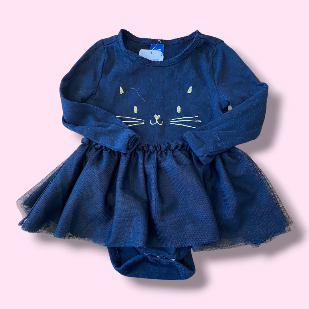 Black Old Navy tulle cat dress, 12-18m
