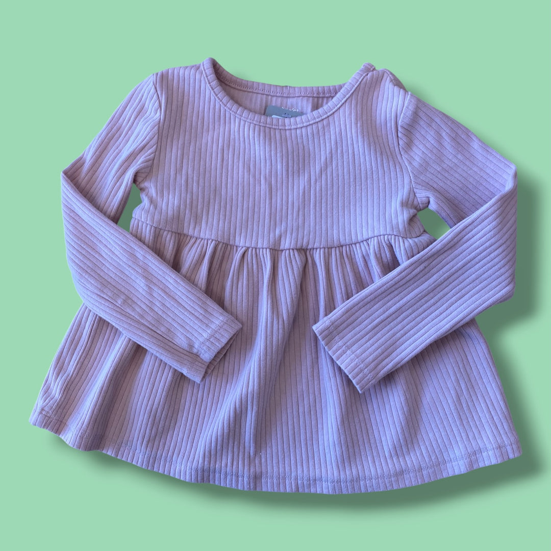 Pink Carters ribbed long sleeve, 3Y