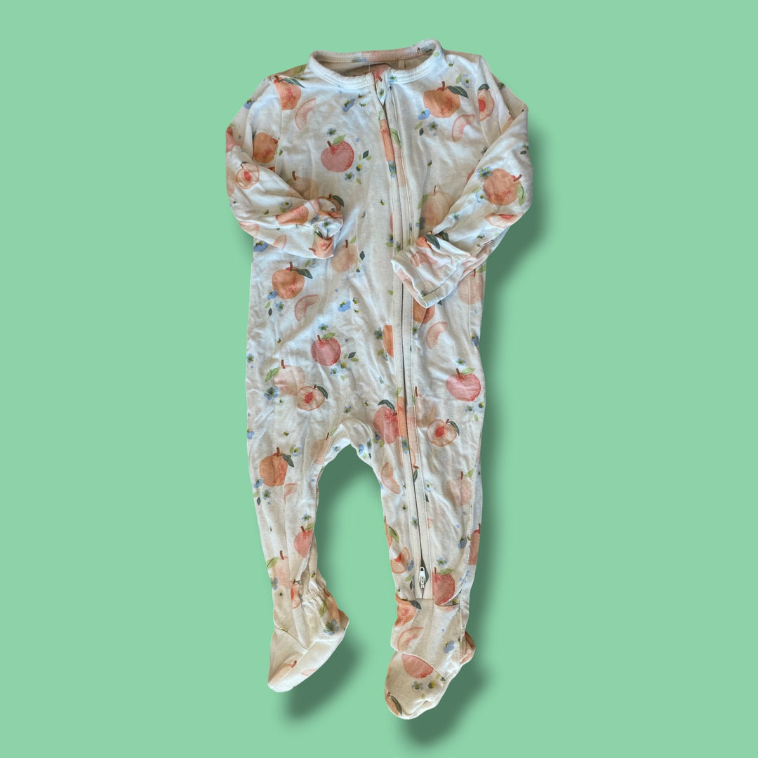 white  peach sleeper, 6-12m