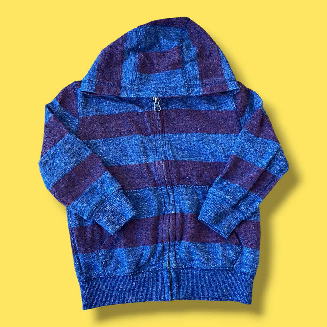 blue/red Joe Fresh striped zip up, 3Y