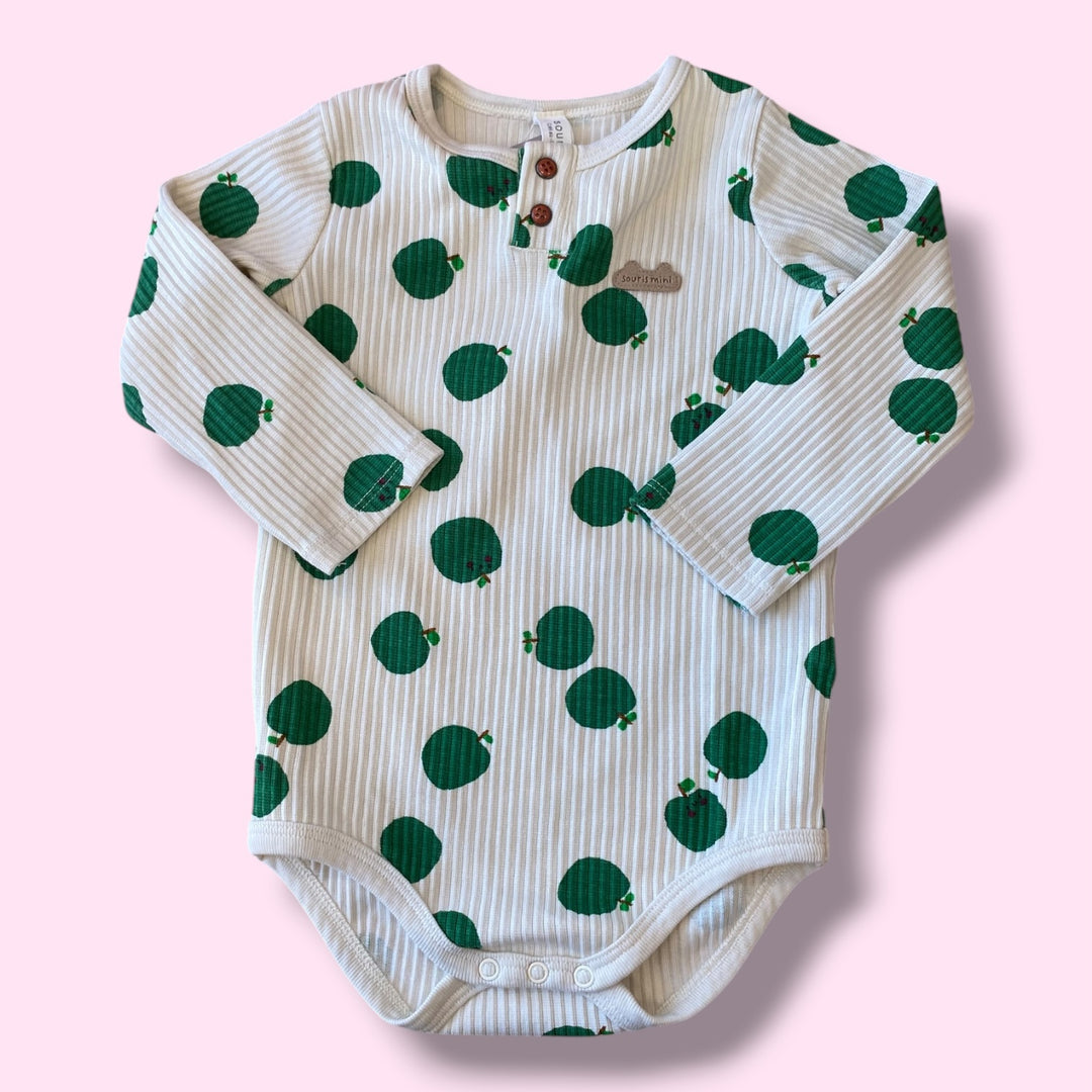 Souris Mini apple long sleeve bodysuit, 9-12m