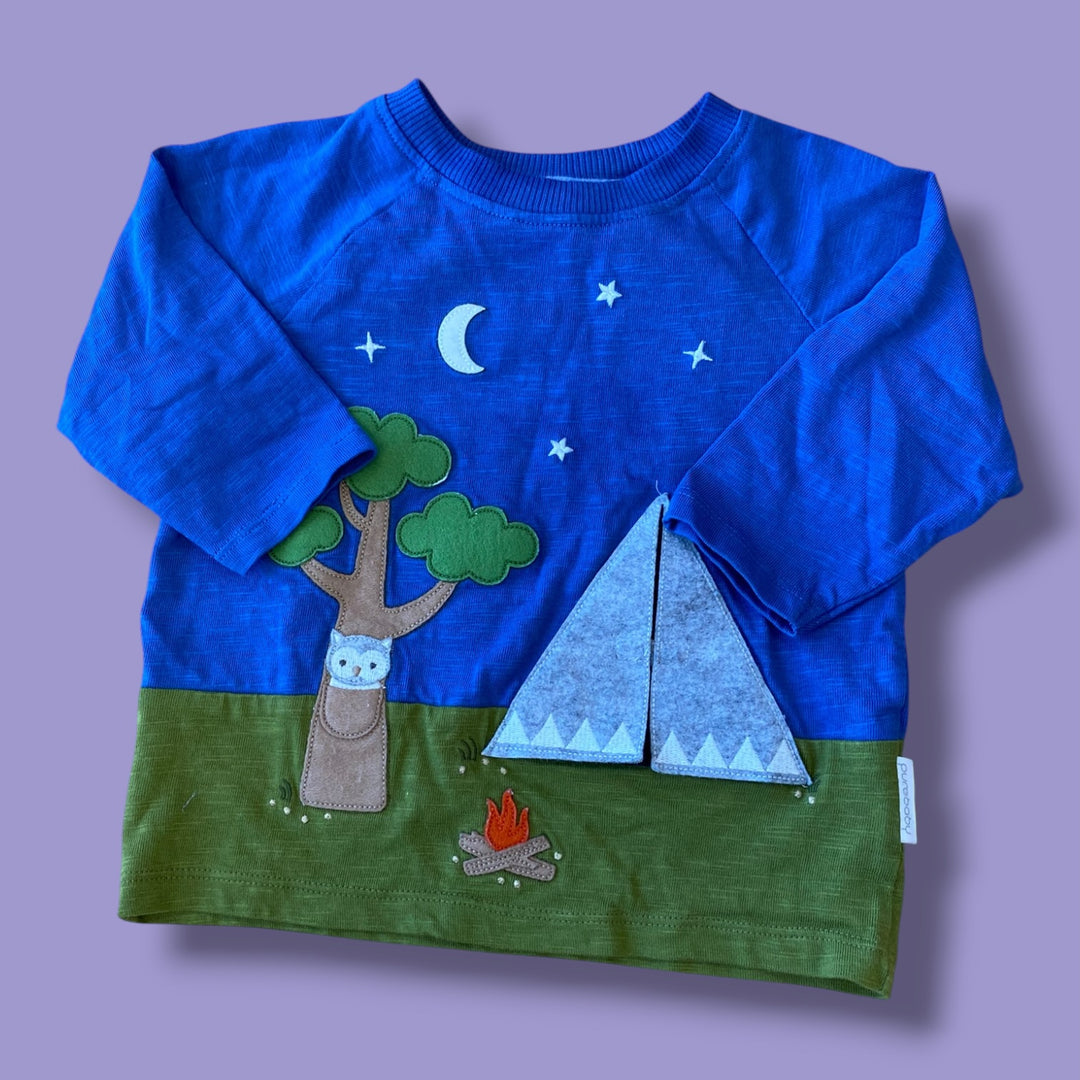 Blue Purely baby camping long sleeve, 6-12m