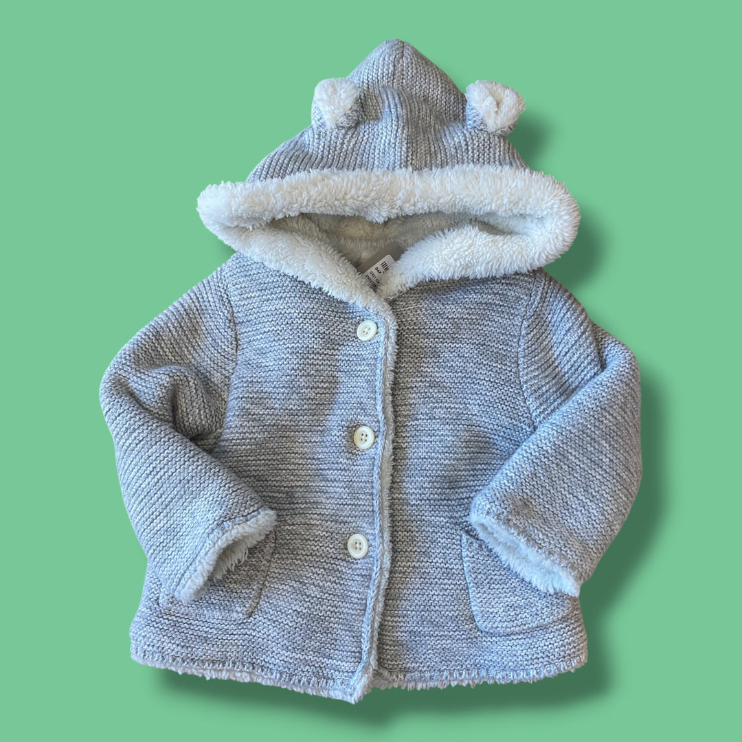 Grey Gap Knit Sweater, 6-12m