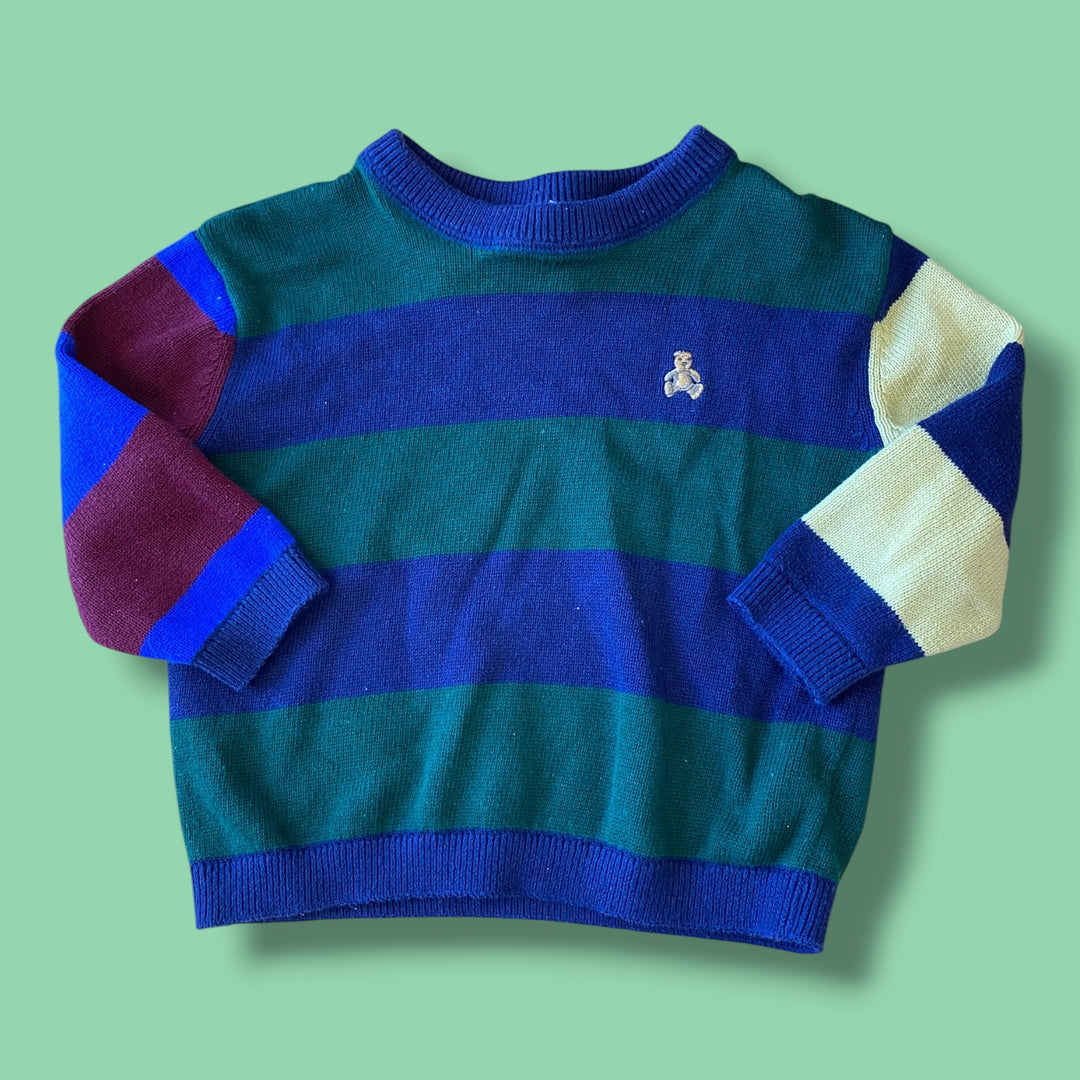 Blue/Green Gap striped knit sweater, 12-18m