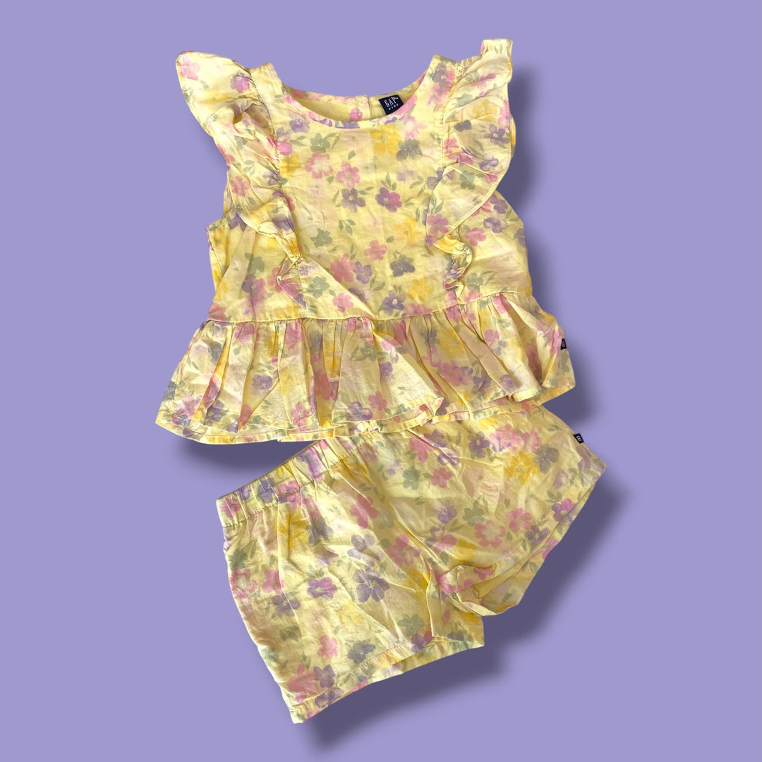 yellow gap floral set, 4y