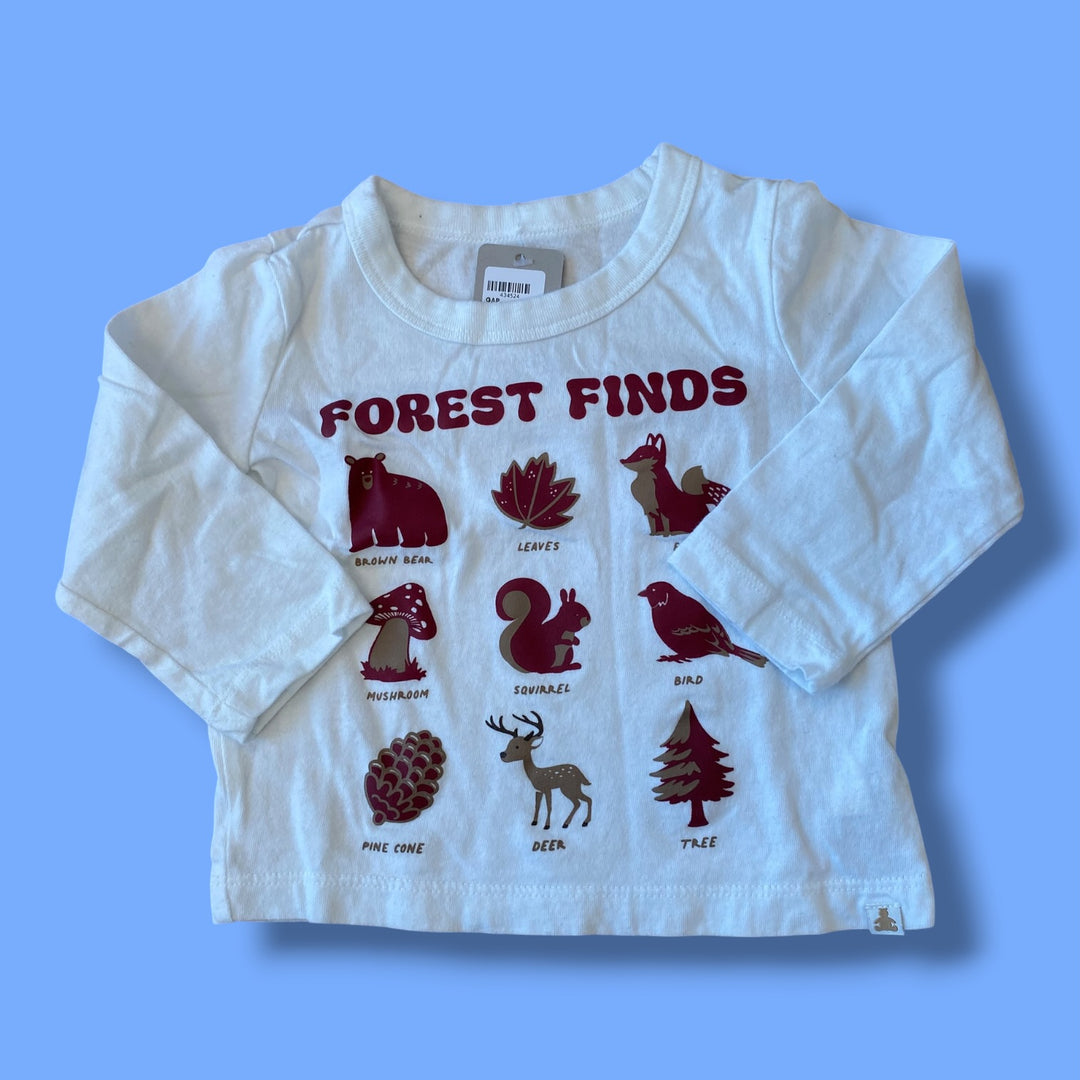 White Gap graphic long sleeve, 12-18m