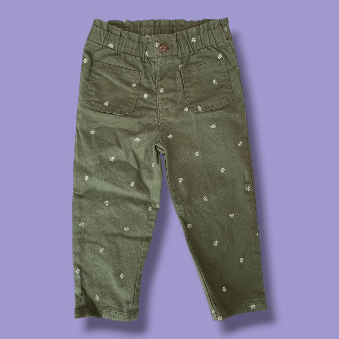 green oshkosh  flower pants, 3y