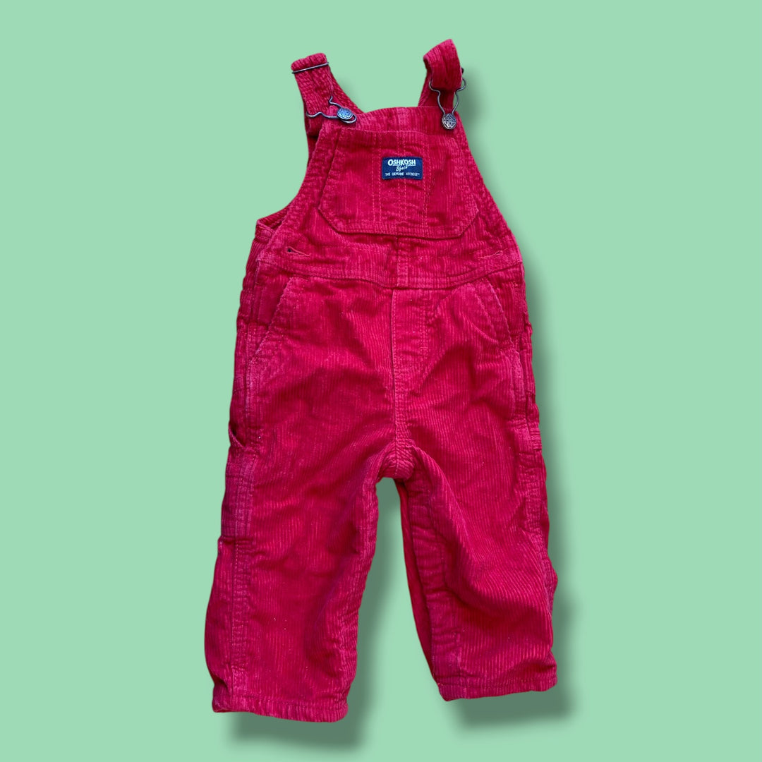 Red Oshkosh ribbed Overalls, 18m