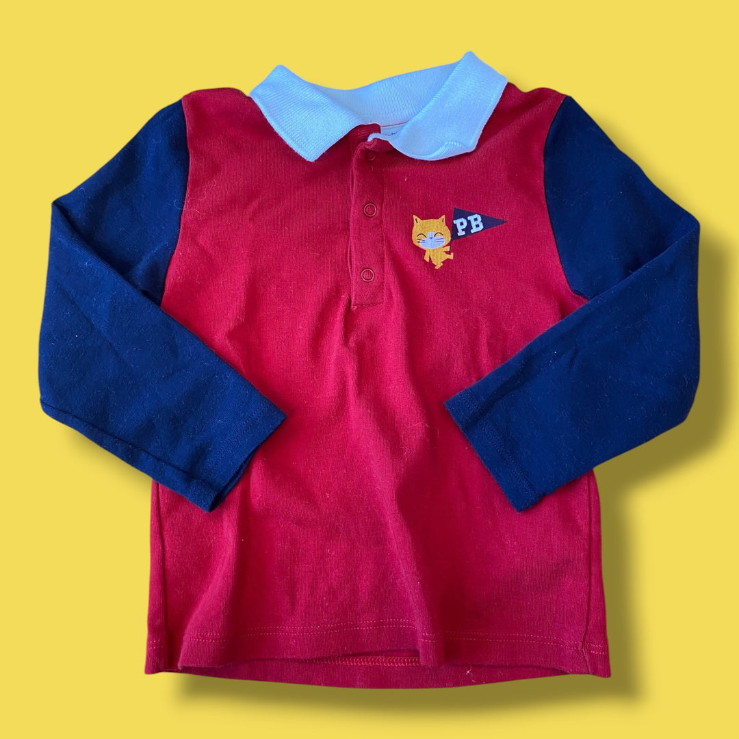 Red Petit Bateau colour block long, 12-18m
