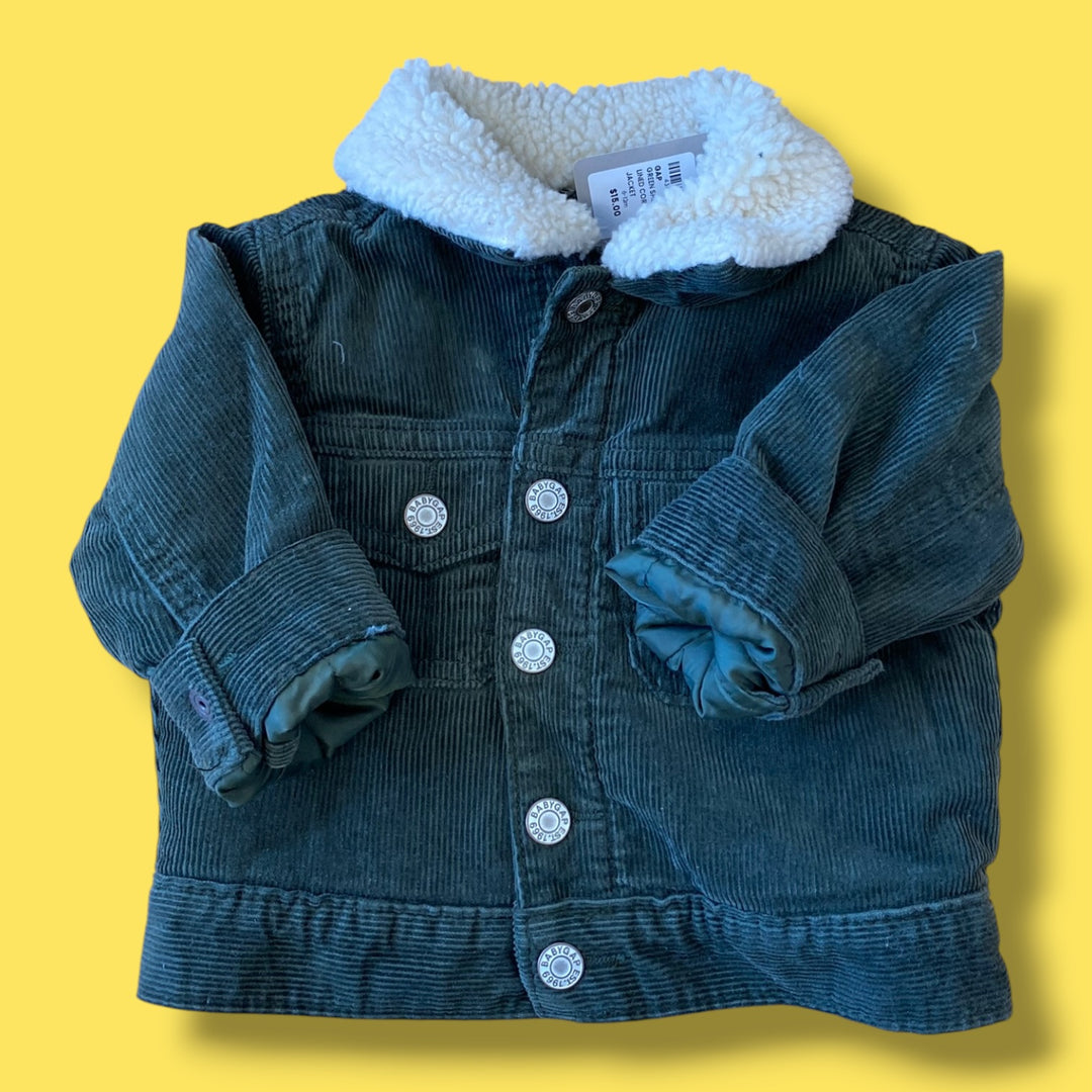 green Gap sherpa lined cord jacket, 6-12m