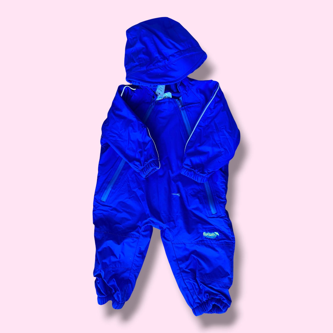 Blue Splashy rainsuit, 6-12m