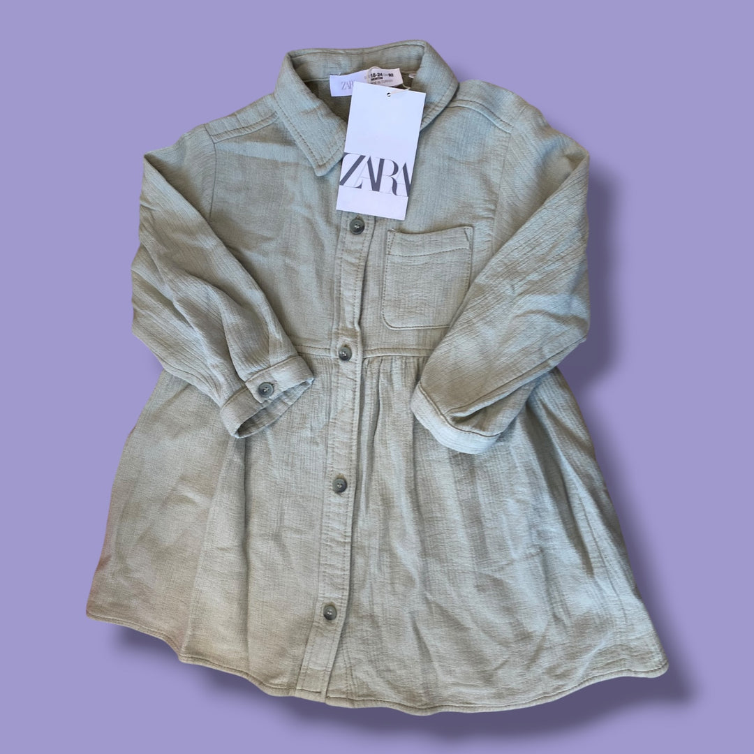 green Zara NWT dress, 18-24m