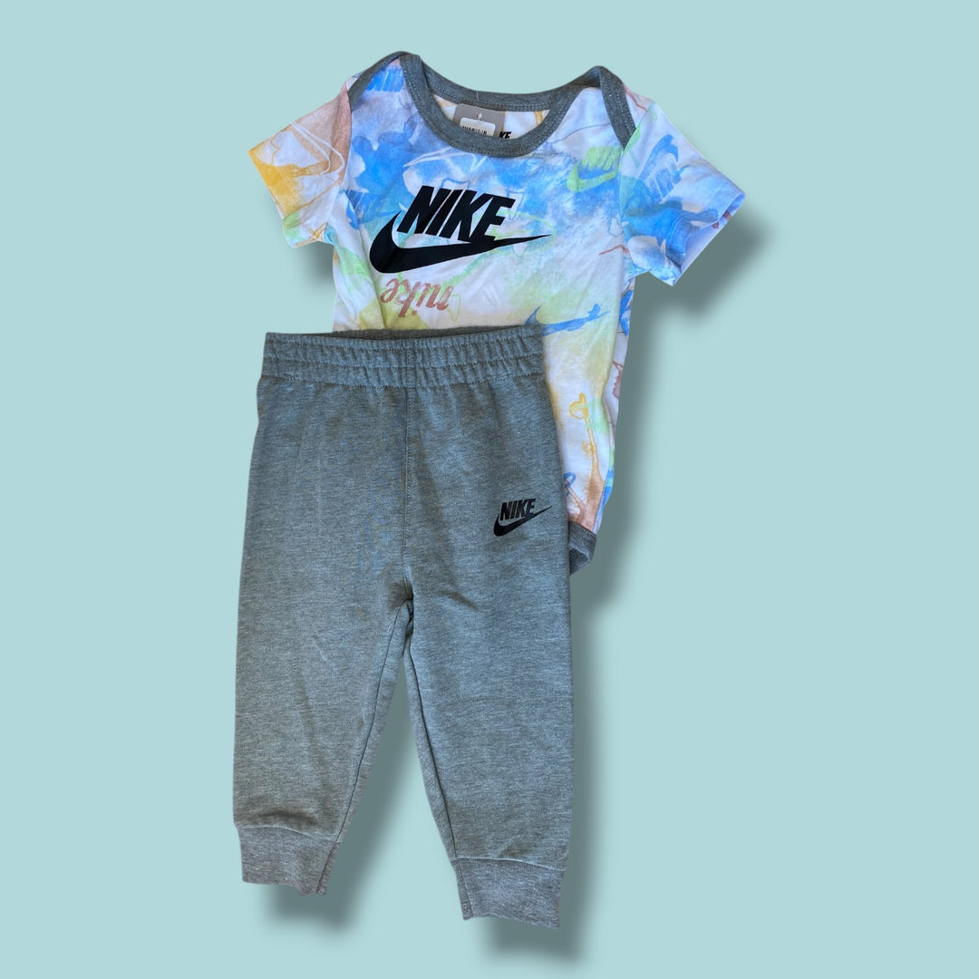 Blue/Grey Nike bodysuit + pants set, 9m