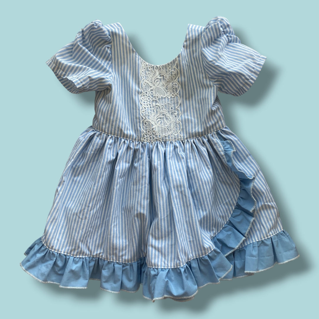 blue Small Shop beautiful handmade button back dress, 3y