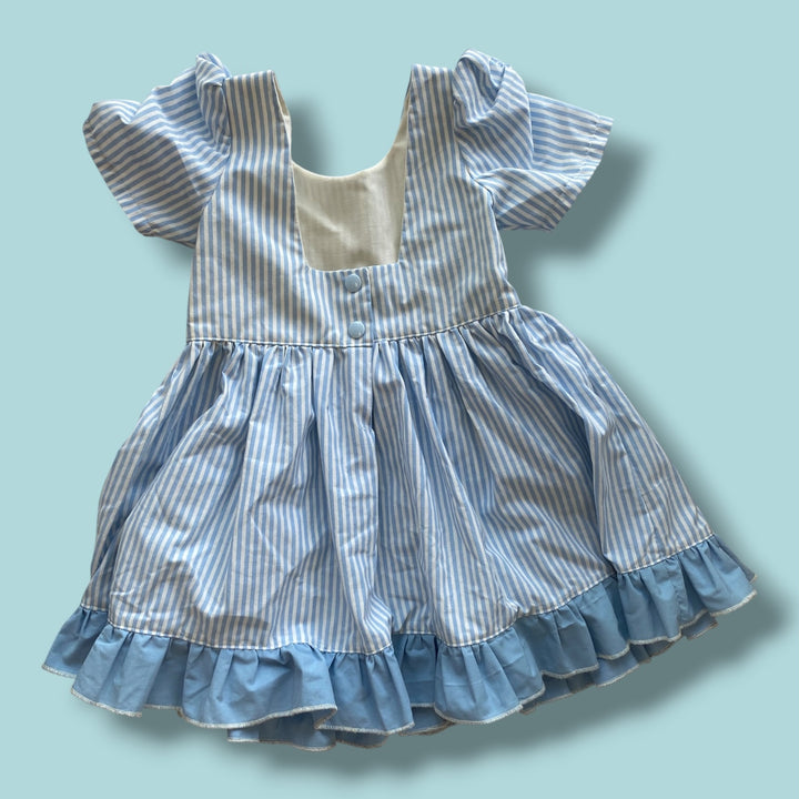blue Small Shop beautiful handmade button back dress, 3y