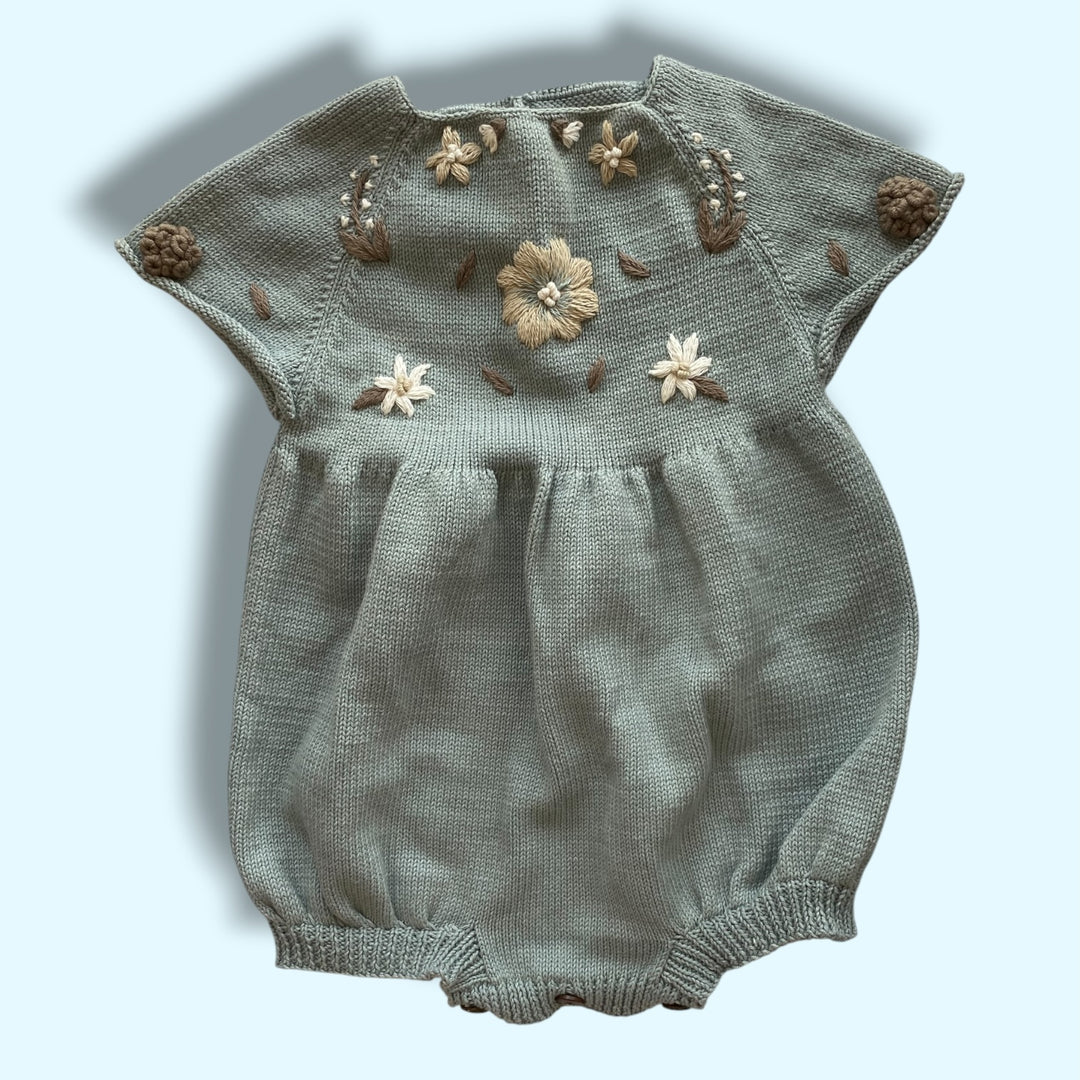 blue shirley bredal cotton floral romper, 18-24m