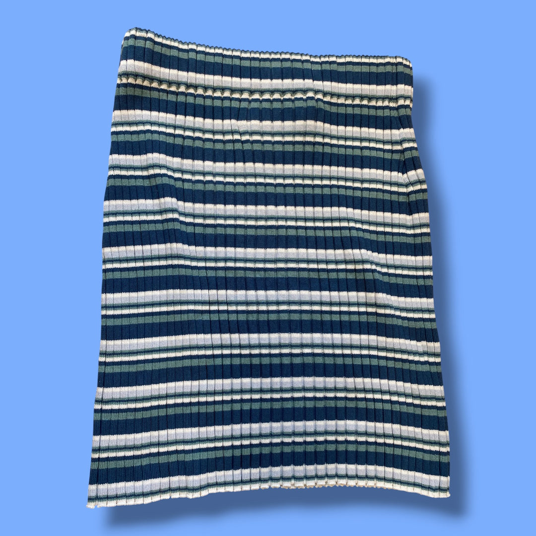 Blue H&amp;M striped knit skirt, 10-12Y