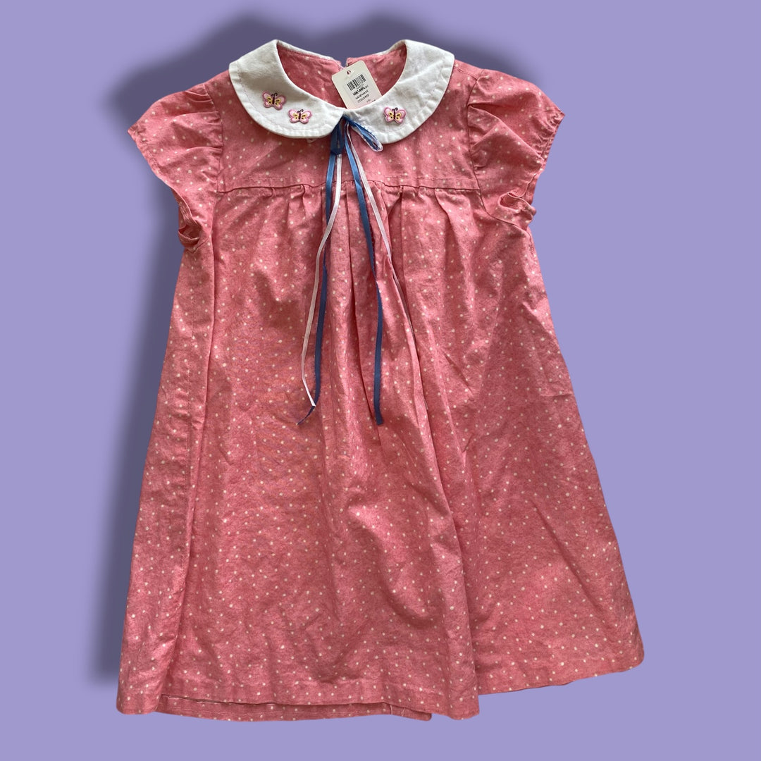 pink vintage vintage handmade collared dress, 4/5y